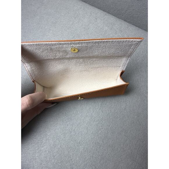 Tory Burch Eyeglasses Case Faux Leather Textured Orange Soft Case Small - Picture 8 of 10